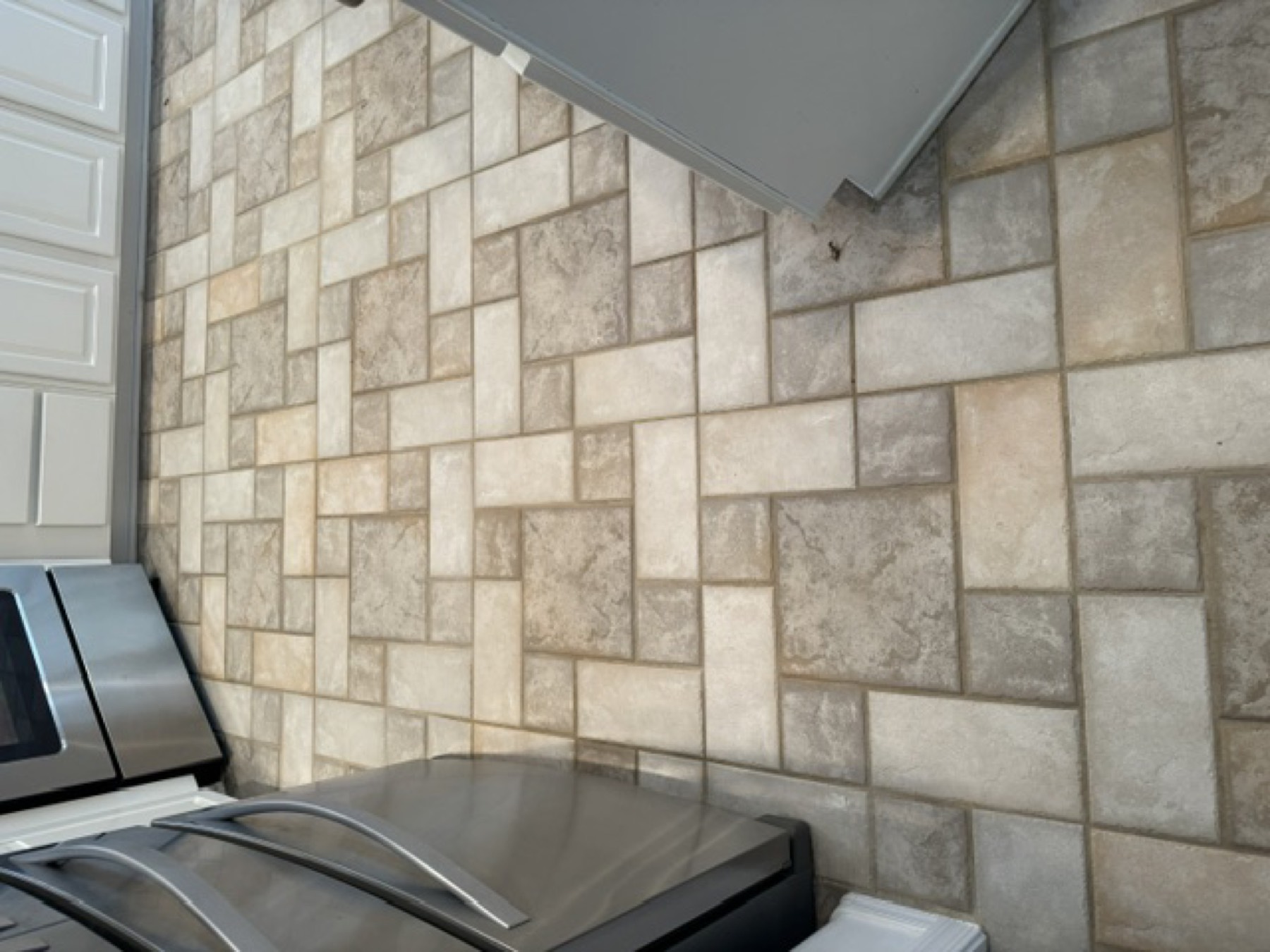 Kitchen floor grout clean — before