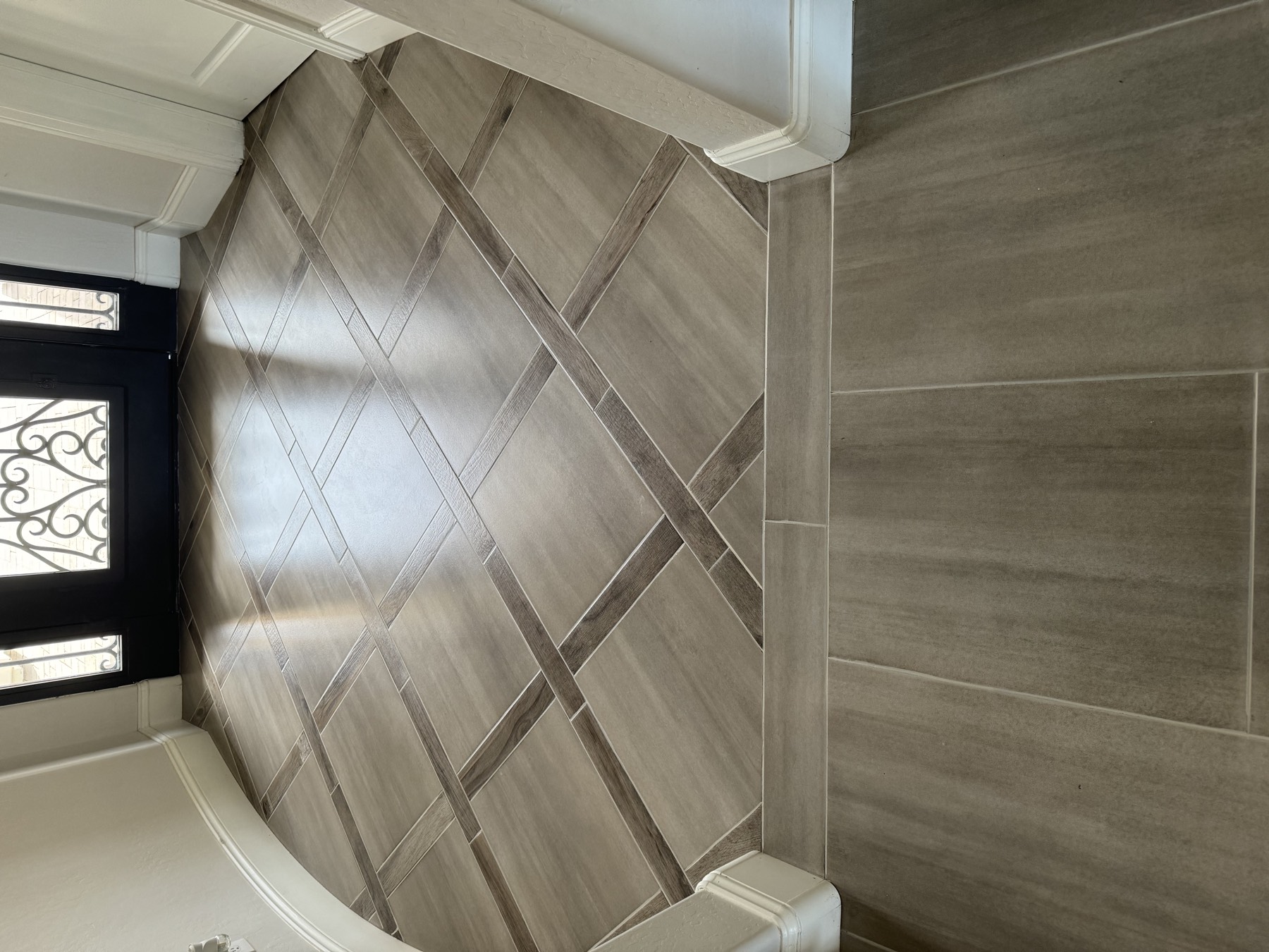Wood-look porcelain floor — after