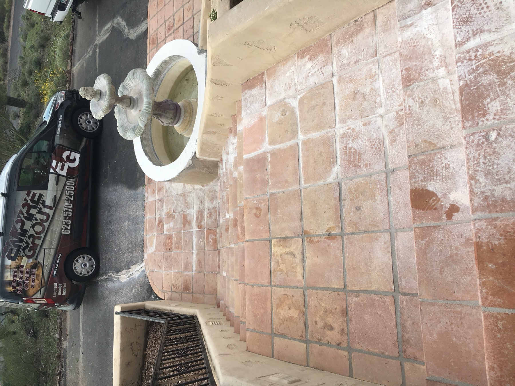 Saltillo deep clean & grout color — before