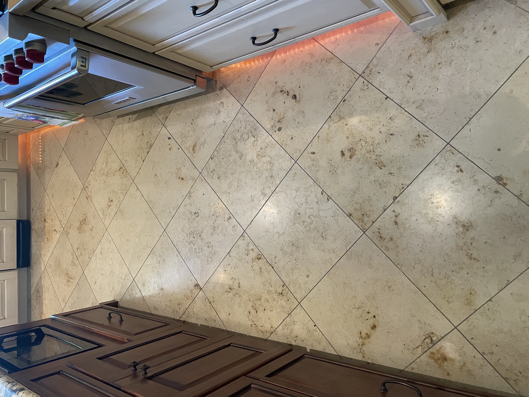 Travertine clean & seal — before