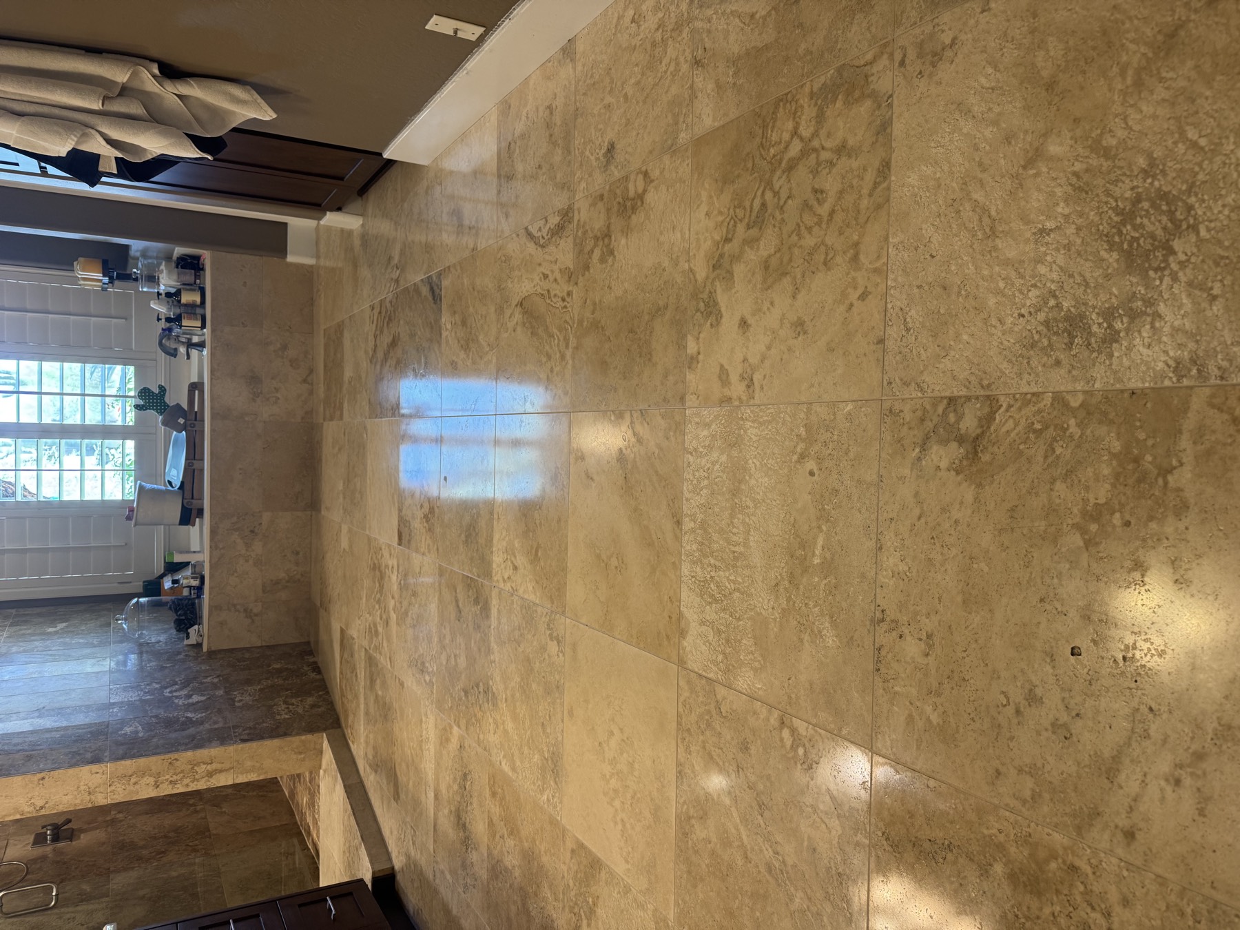 Travertine clean & seal — after