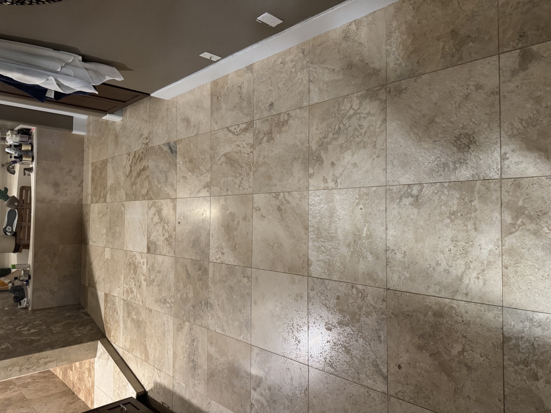 Travertine clean & seal — before