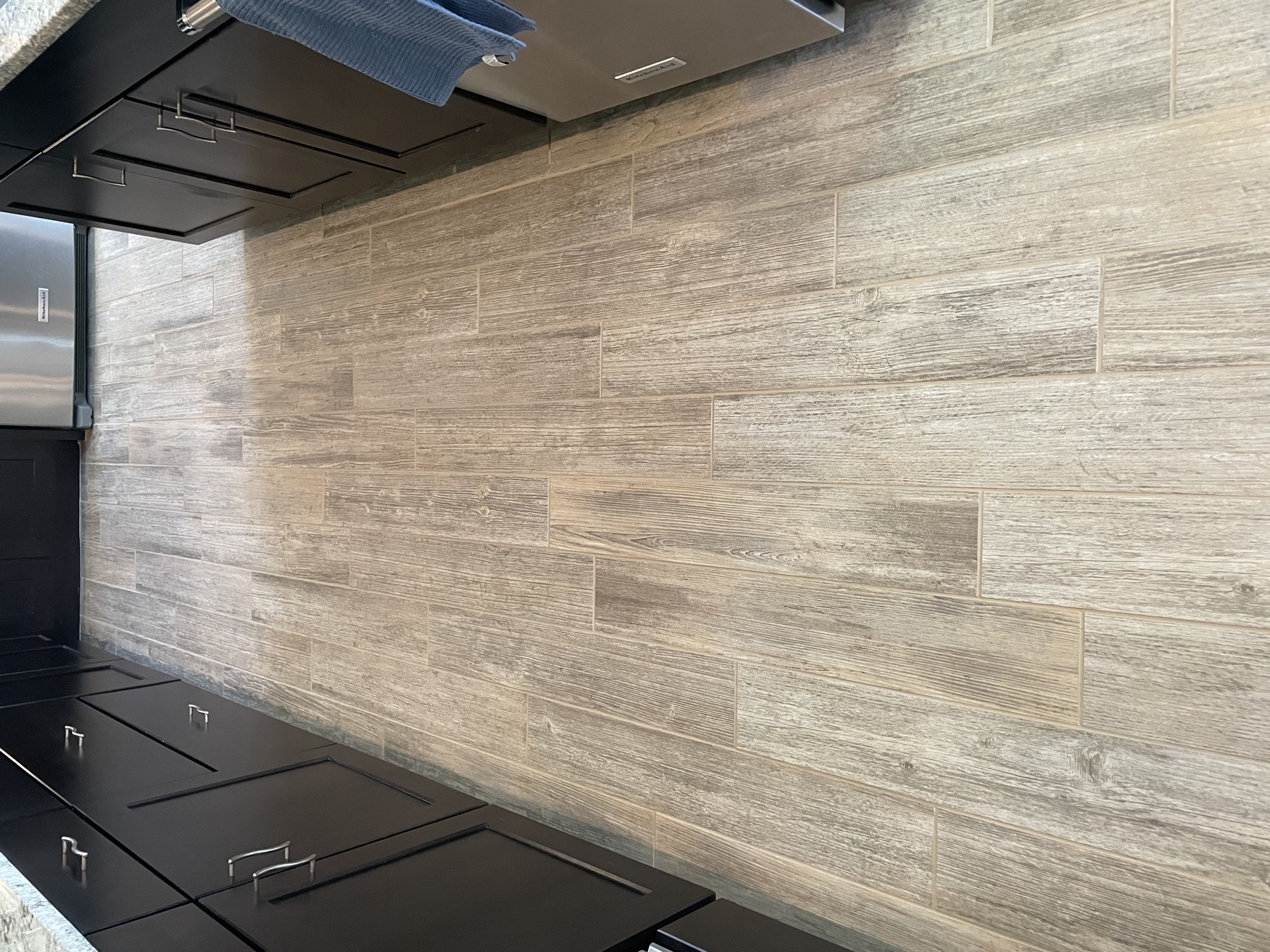 Wood-look tile grout clean — after